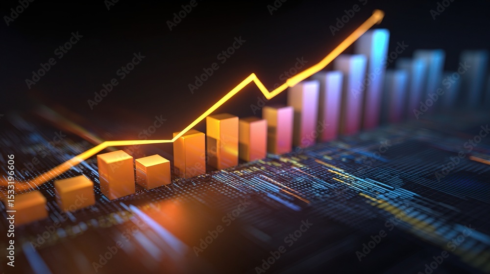 Poster abstract 3d market visualization with floating graph elements
