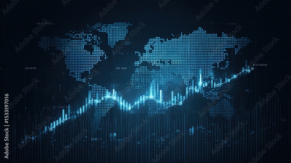 Poster symmetrical digital tech world gradient backdrop with data visualization