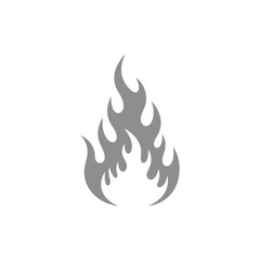 Abstract Fire Flame Symbol in Gray on White Background Isolated