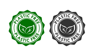 Plastic free logo template illustration. there are leafs. suitable for product label