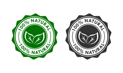 100% natural product logo template illustration. Suitable for product label