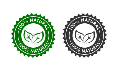 100% natural product logo template illustration. Suitable for product label