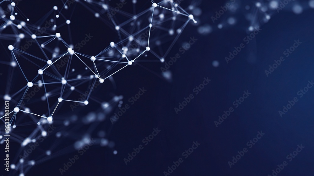 Poster abstract geometric design with floating nodes on dark background