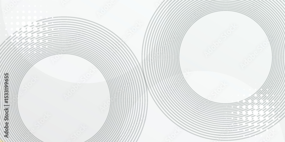 Poster gray gradient background with white subtle dots circle futuristic minimalist vector illustration.