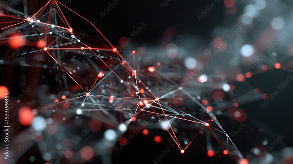 Poster high-tech 3d geometric animation of connection systems in motion