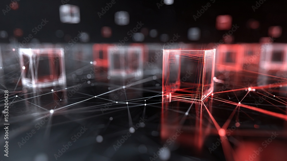 Aufkleber abstract composition of digital cubes in geometric patterns