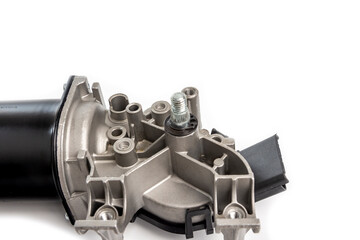 Auto parts for car repairs. An electric motor with a gearbox and a spline rod for the car wiper blade mechanism. 