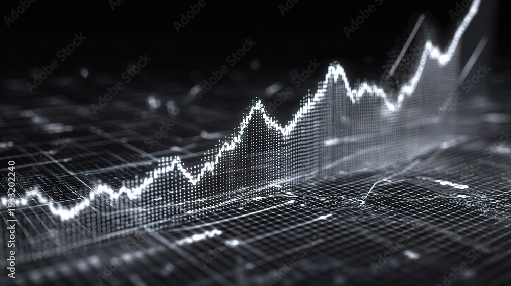 Aufkleber abstract 3d financial chart rendering with rising trend visualization