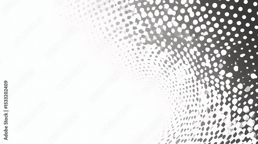 Poster halftone pattern of white and grey dots creating an artistic effect
