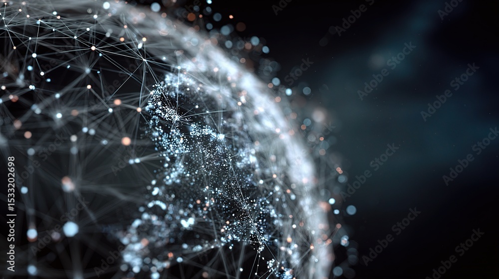 Aufkleber abstract technology globe with floating data nodes and connections