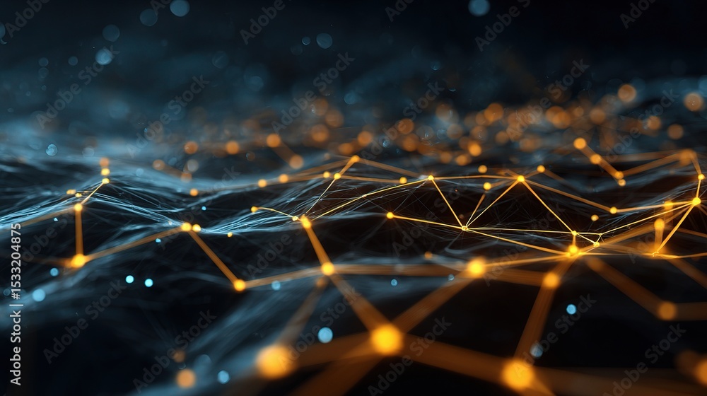 Poster abstract 3d technology background with grid structure and bright nodes