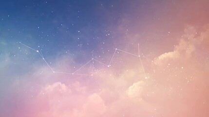 Pastel sky, starry night, connecting lines