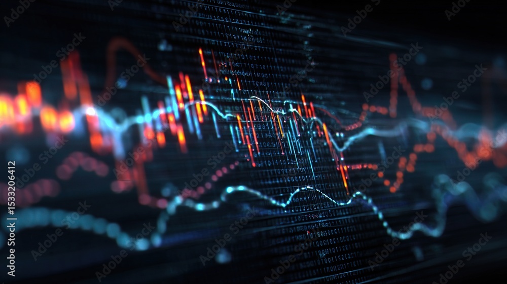 Poster abstract combination of charts and graphs with visual signals