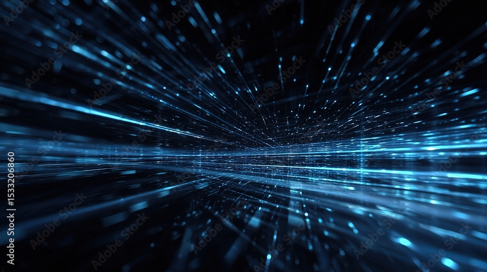 Aufkleber futuristic blue glowing data stream in an animated matrix environment