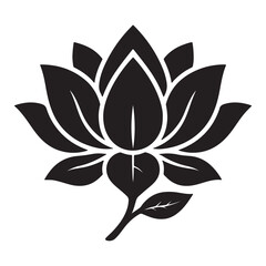 Lotus Flower Design Black and White Floral Illustration