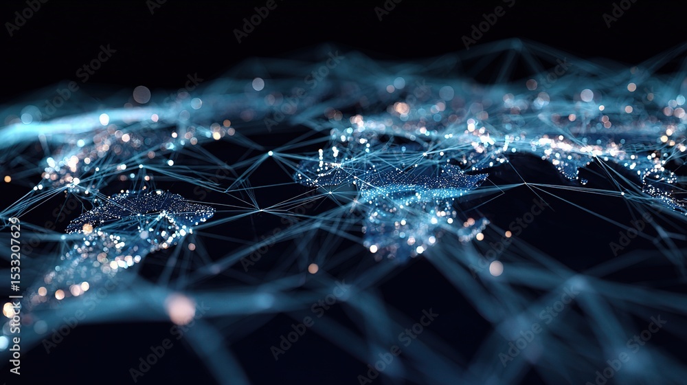 Poster digital network connection structure representing global data flow