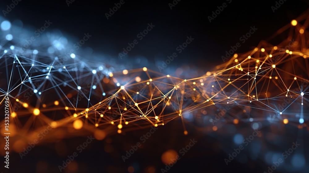 Aufkleber abstract digital technology background with network elements and lights