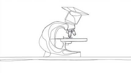 Continuous line drawing of a microscope