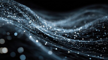 Abstract Digital Data Network Concept with Swirling Particles