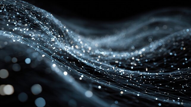 Abstract Digital Data Network Concept with Swirling Particles