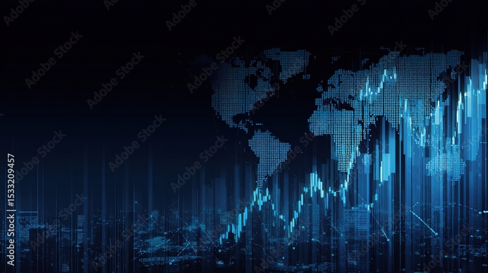 Poster abstract tech wallpaper with global map and data visualization design