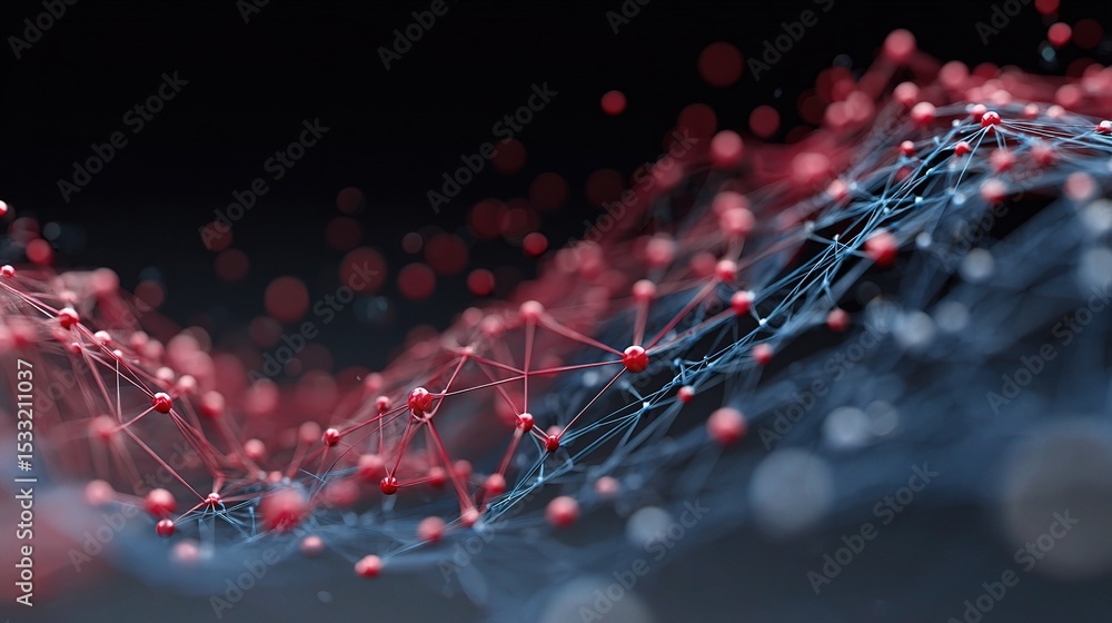 Aufkleber fluid digital art of intersecting blue and red wave patterns