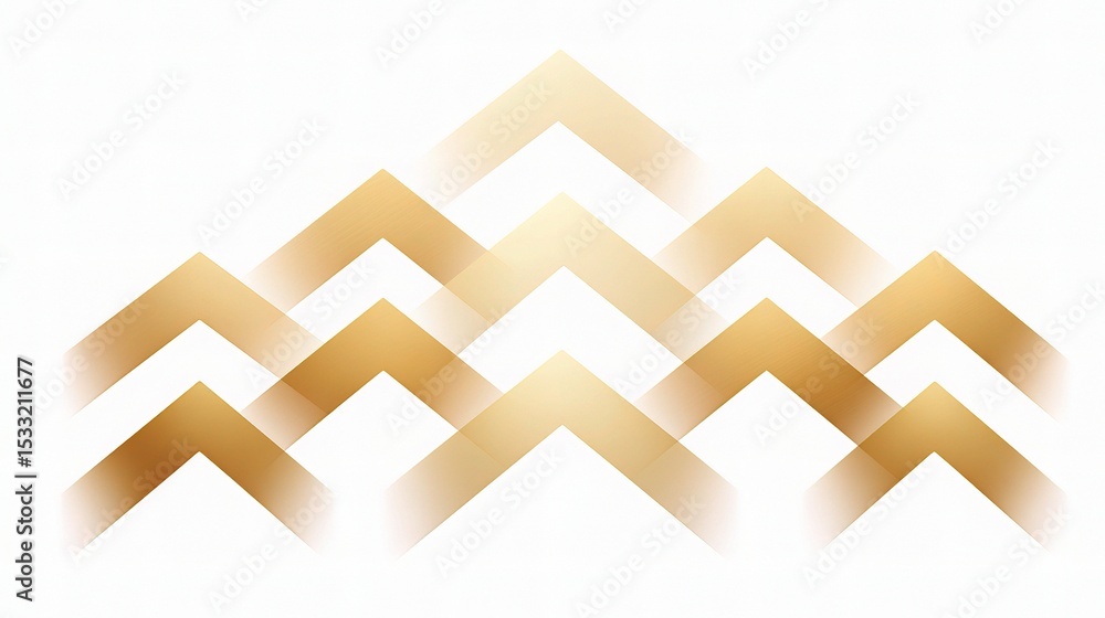 Aufkleber seven overlapping arrows in gradient gold design for modern layouts