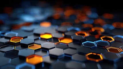 Obraz premium 3D Hexagonal Tiles in Alternating Blue and Orange Design