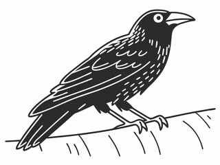 Fototapeta premium Majestic Black Crow Illustration A Detailed Line Art Drawing
