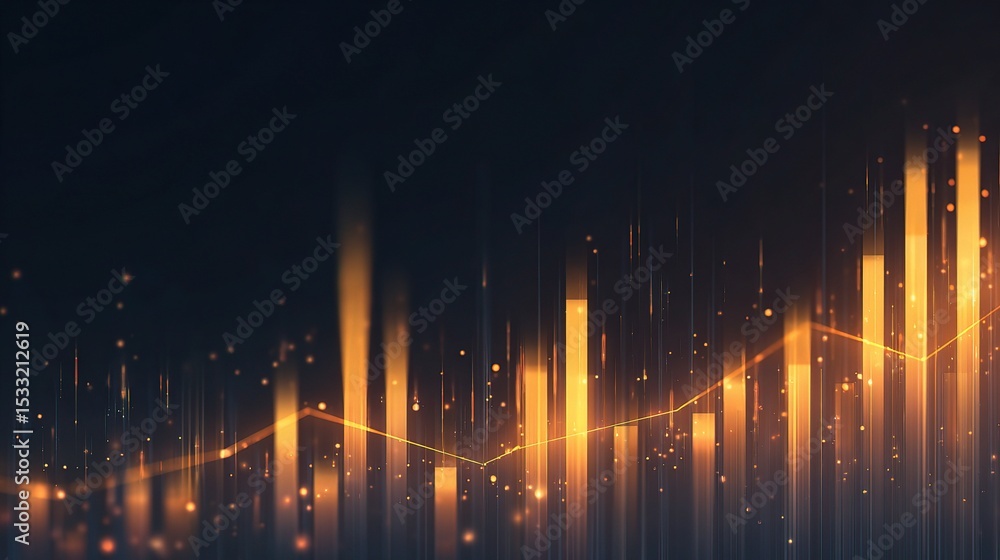 Poster moody dark background with floating translucent chart elements