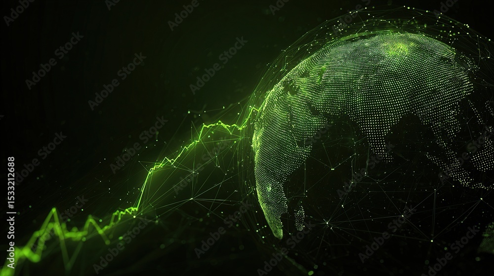 Poster dark vector globe illuminated with data nodes and connections