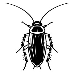 Detailed Line Art Illustration of a Cockroach