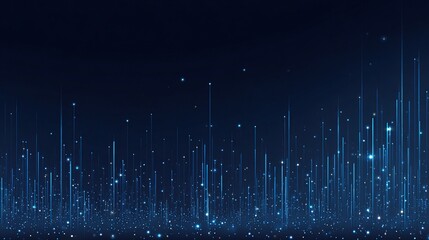 Futuristic Blue Neon Bars with Lines and Nodes on Dark Background