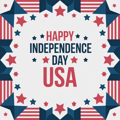 Happy independence day USA  Patriotic border. Blue and red patriotic stars and stripes page border or frame design. vector illustration on white background.