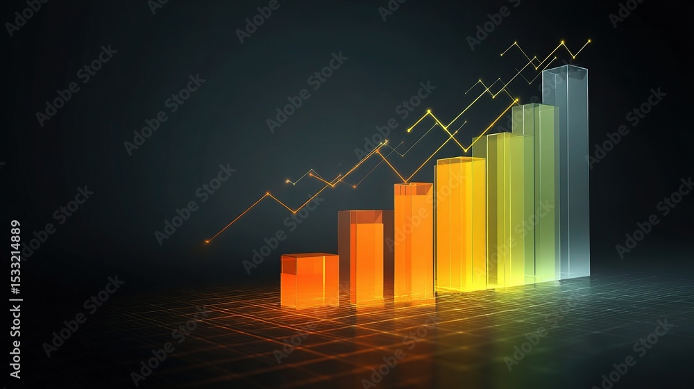 Poster dynamic growth diagram with transparent bar elements and scalability