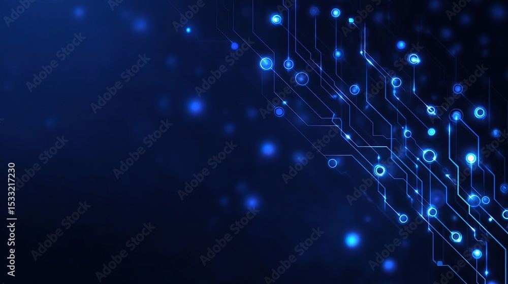 Poster digital vector circuit background with quantum elements for design