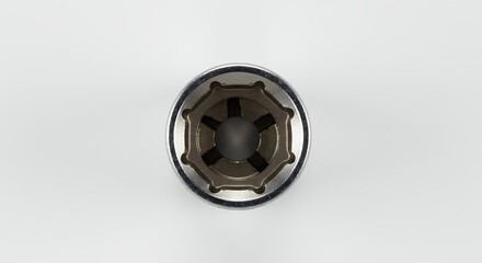 Naklejka premium Dark gray circular object on white background