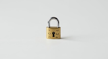 Naklejka premium Gold padlock on white background