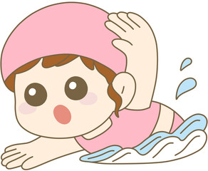 Boy Swimming Freestyle, Pink Swimsuit Child Swimming, Cute Kid Water Sport 자유형 수영하는 남자아이 핑크 수영복