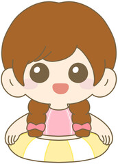 Cute Girl Smiling, Kids Character, Adorable Child Illustration 귀여운 여자아이, 웃는 아이, 아동 캐릭터