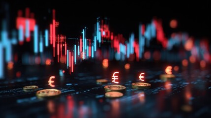 High-Tech Scene of Floating Forex Charts and Stock Market Symbols