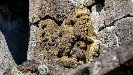 The relief on Arjuna Temple complex in Dieng. (In this complex there are Semar, Srikandi, Puntadewa...