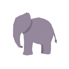 Fototapeta premium Low poly elephant silhouette, flat design, muted purple and gray palette, vector illustration, white background