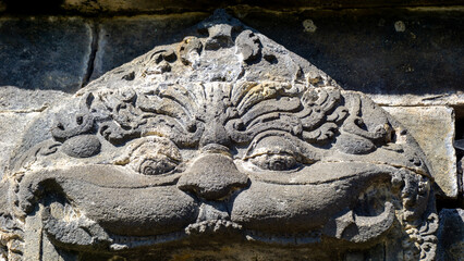 The relief on Arjuna Temple complex in Dieng. (In this complex there are Semar, Srikandi, Puntadewa...