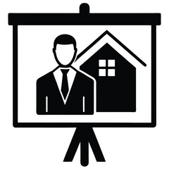 real estate agent element isolated marketing board on white background