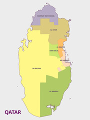 Map of Qatar with Administrative Regions
