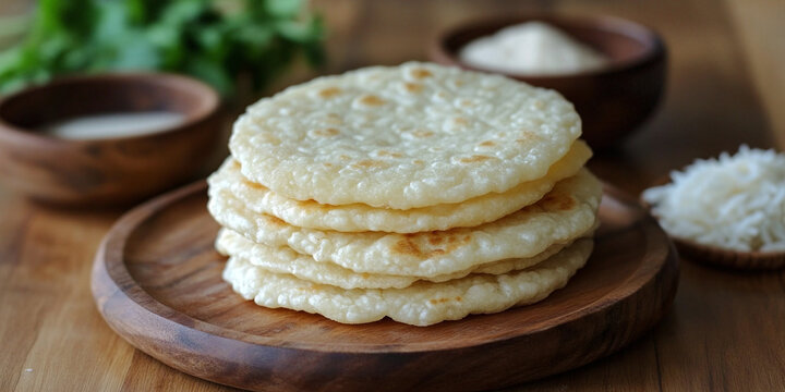 Pathiri rice flour flatbread on the table