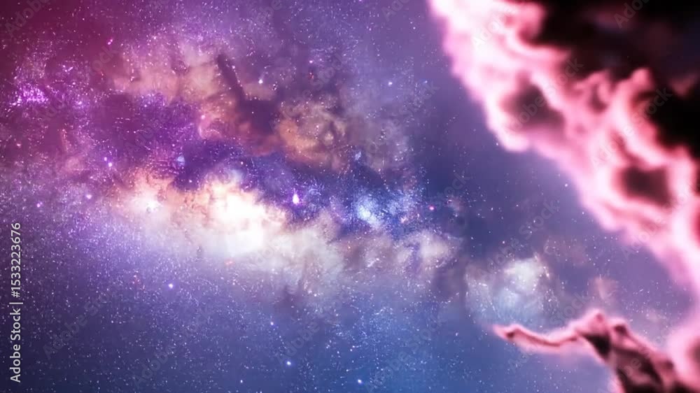 Poster beautiful nebula clouds and galaxy stars displayed in animated background visuals