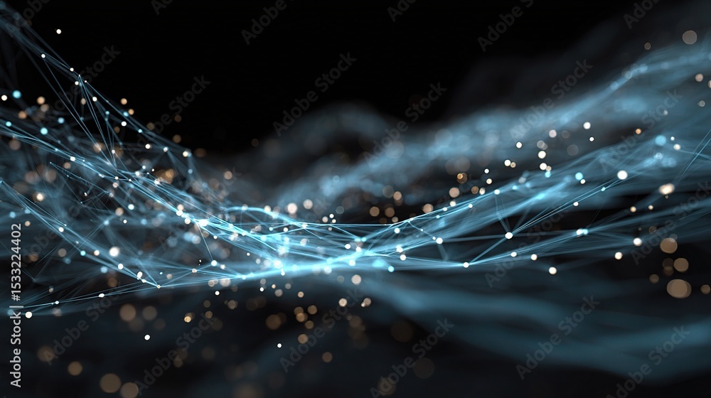 Poster modern abstract digital 3d background with lights and waves