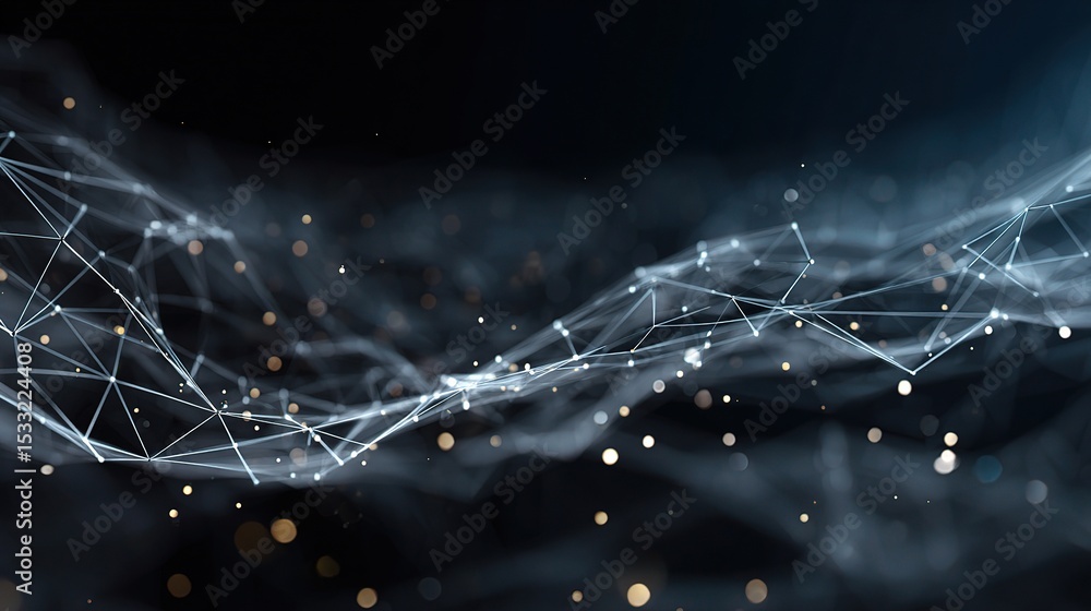 Poster abstract technology background with plexus mesh and nodes